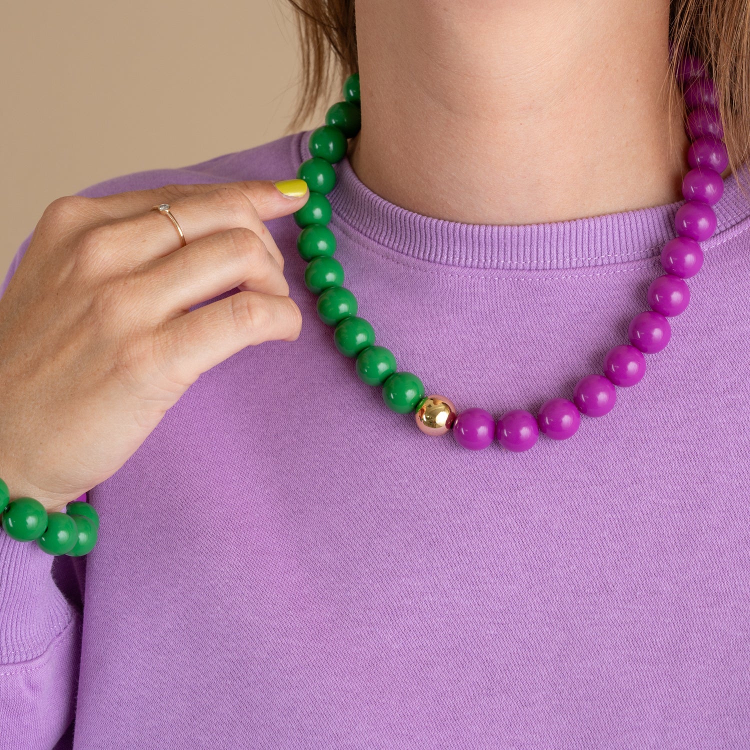 Bold Beads Ketting Two Tone | Spruce & Plum Purple