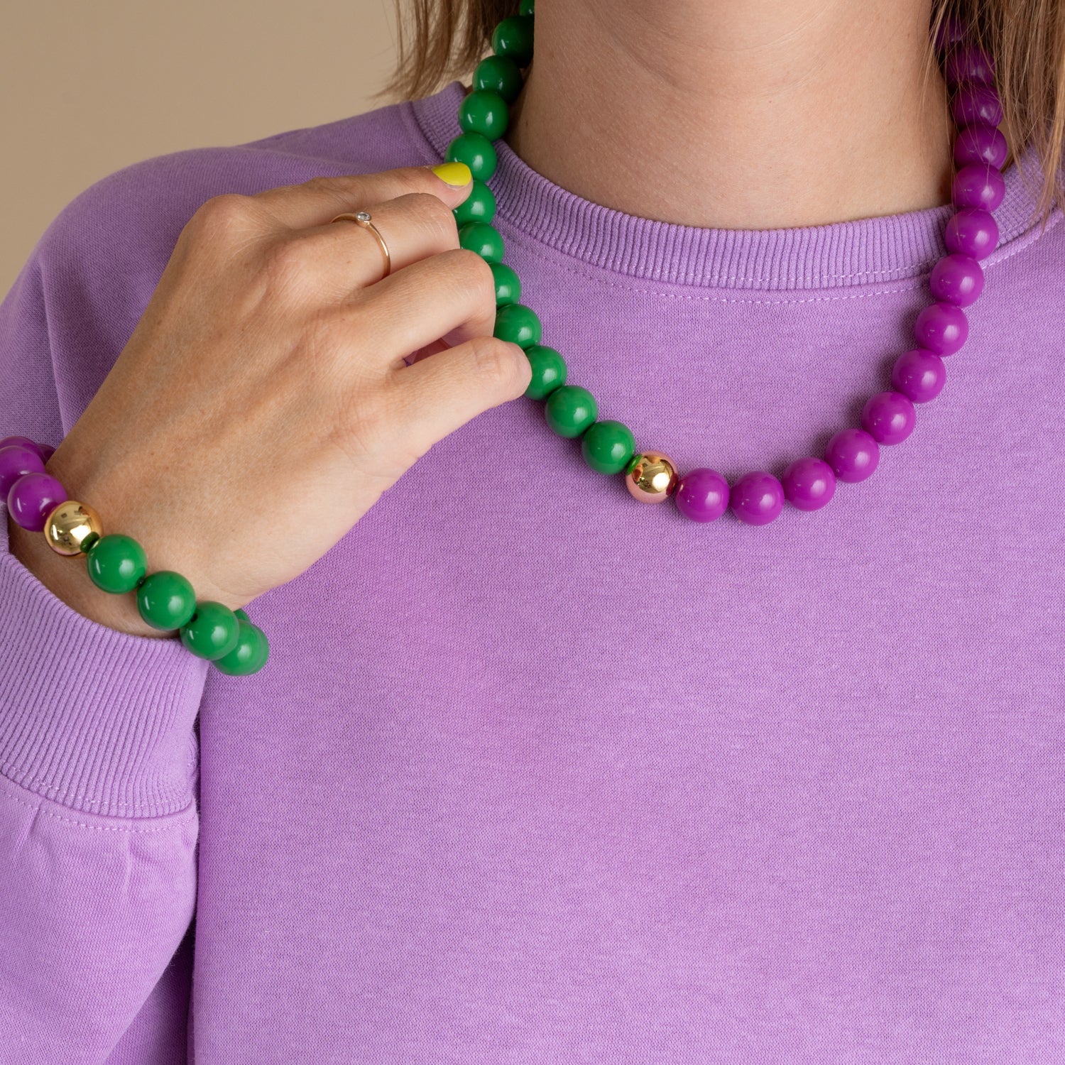 Bold Beads Ketting Two Tone | Spruce & Plum Purple