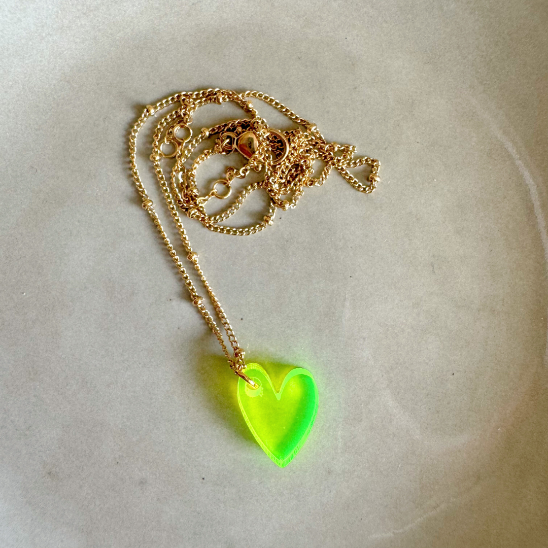 Ketting Lume Charms | Heart Neon Yellow