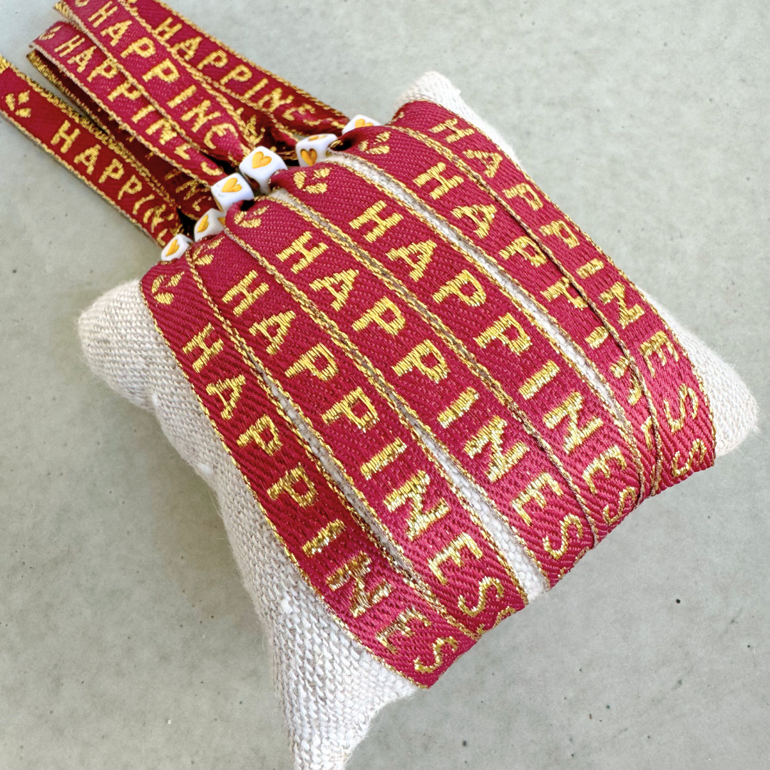 Lint Armbandje Happiness Burgundy
