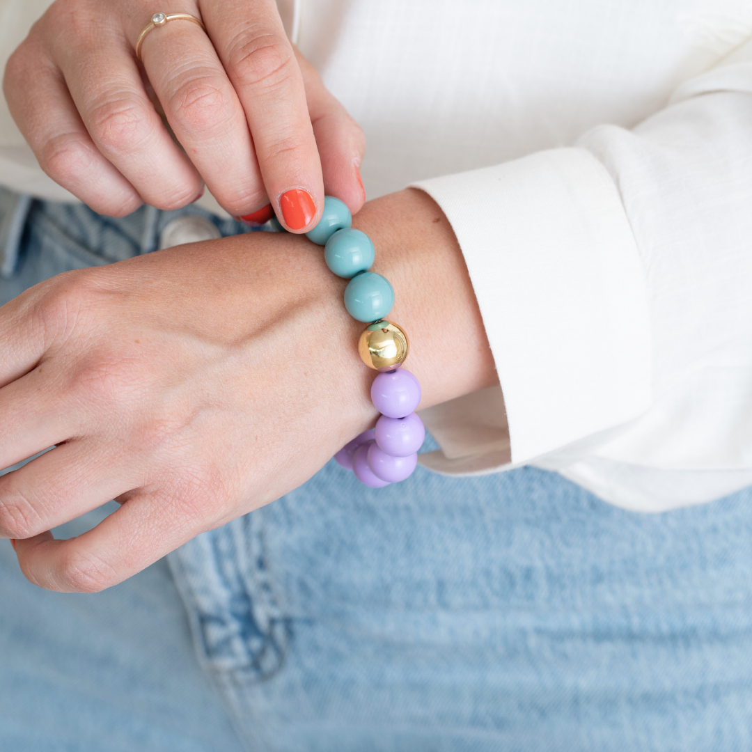 Bold Beads Armband Two Tone | Wisteria & Ocean