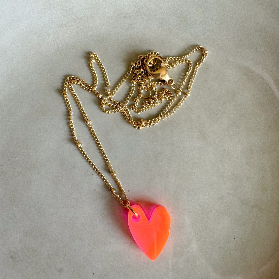 Ketting Lume Charms | Heart Neon Pink