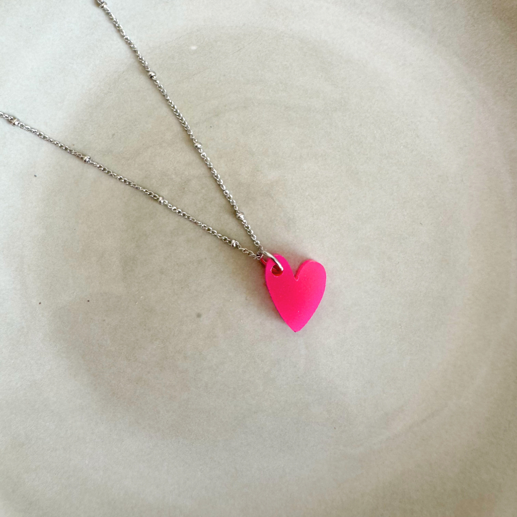 Ketting Lume Charms | Heart Fuchsia Silver