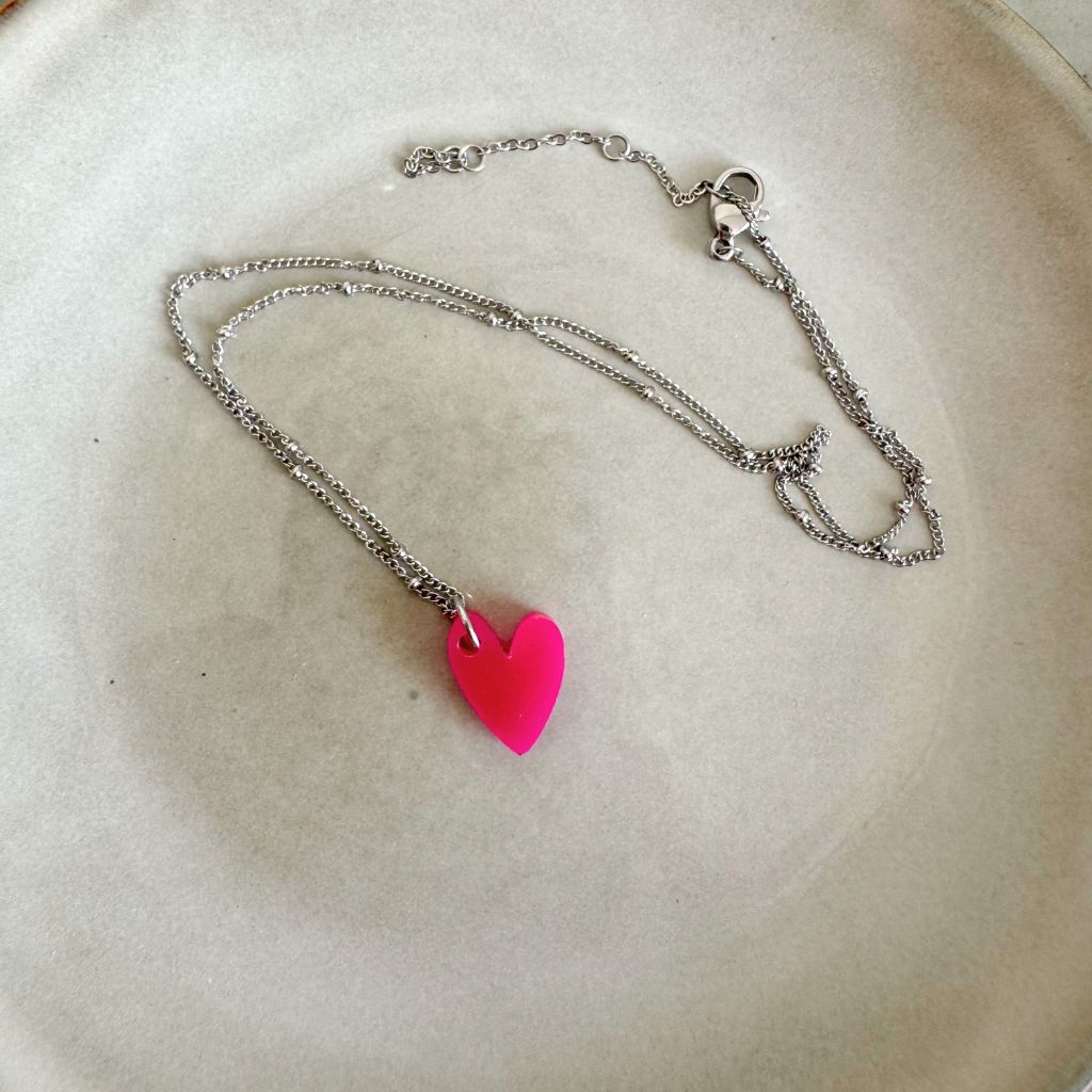 Ketting Lume Charms | Heart Fuchsia Silver