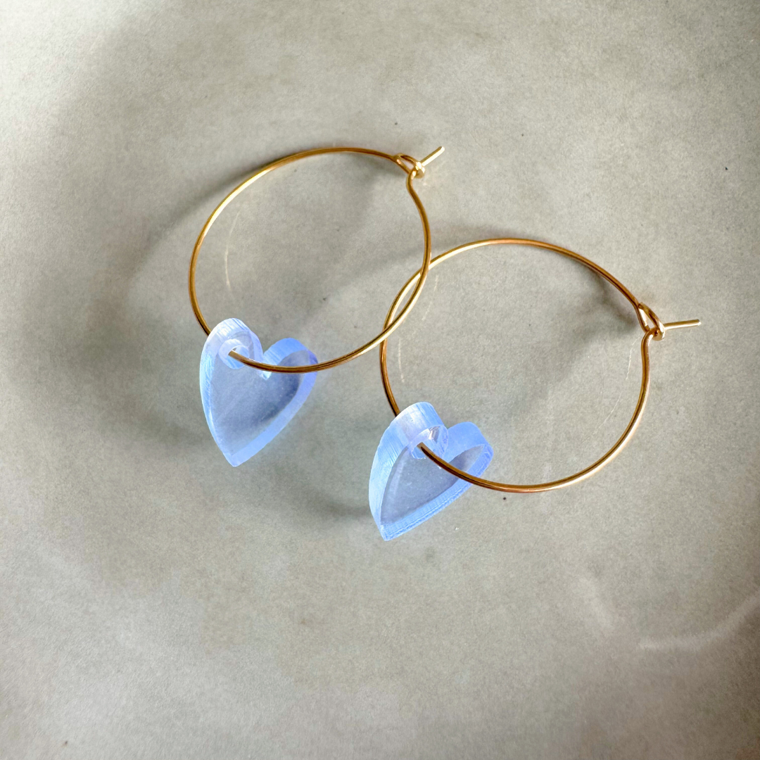 Oorbellen Hoops Lume Charms | Heart Neon Blue