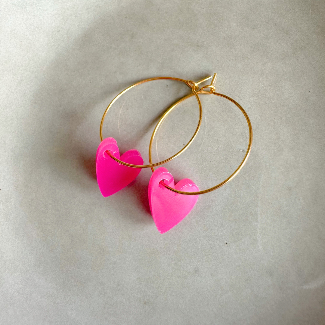 Oorbellen Hoops Lume Charms | Heart Fuchsia