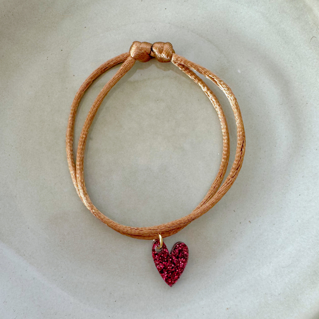 Armband Lume Charms Glitter | Heart - Wine