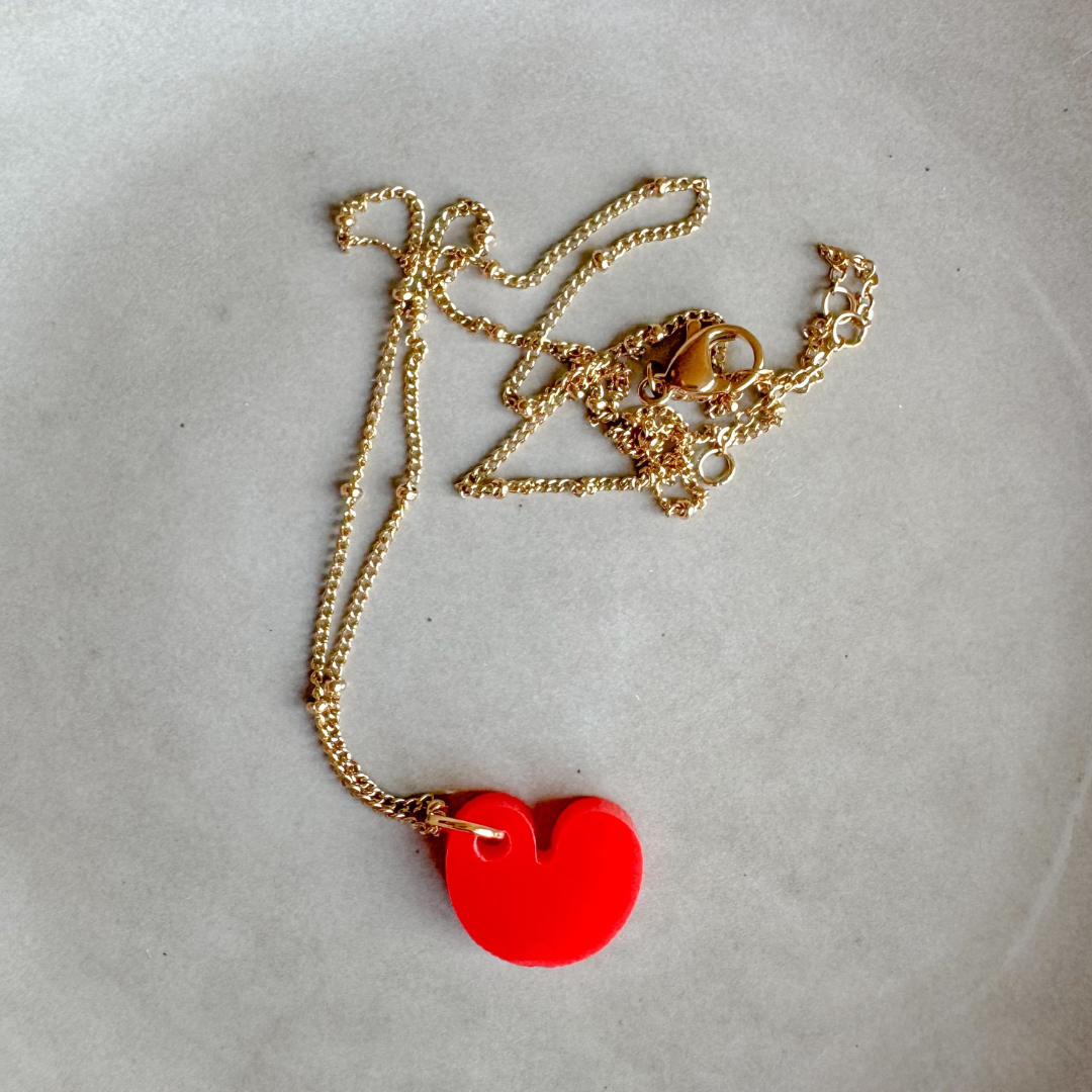 Ketting Lume Charms | Pompeblêdsje Rood Goud