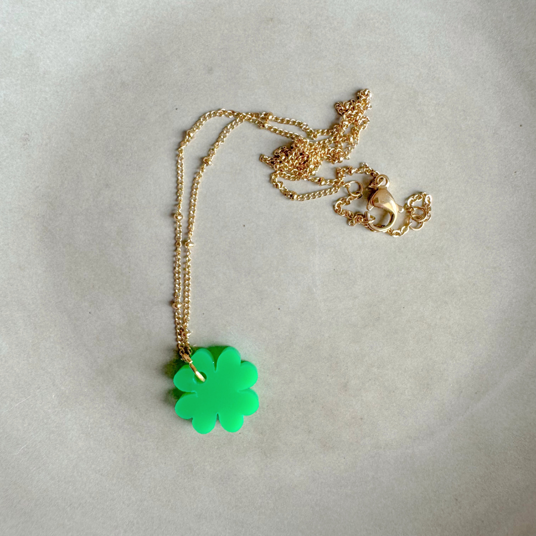 Ketting Lume Charms | Klavertje Green Gold