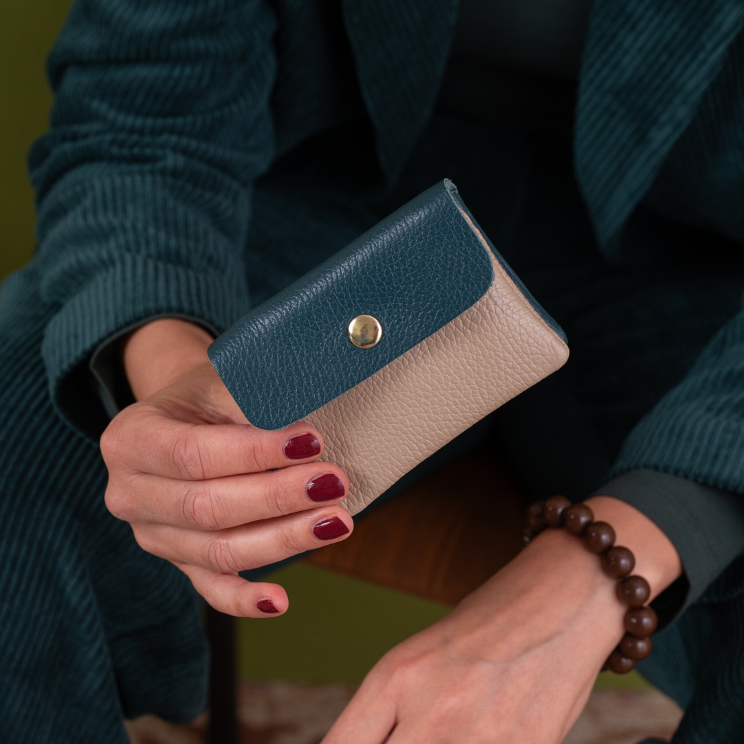 Portemonnee Jule | Petrol - Taupe