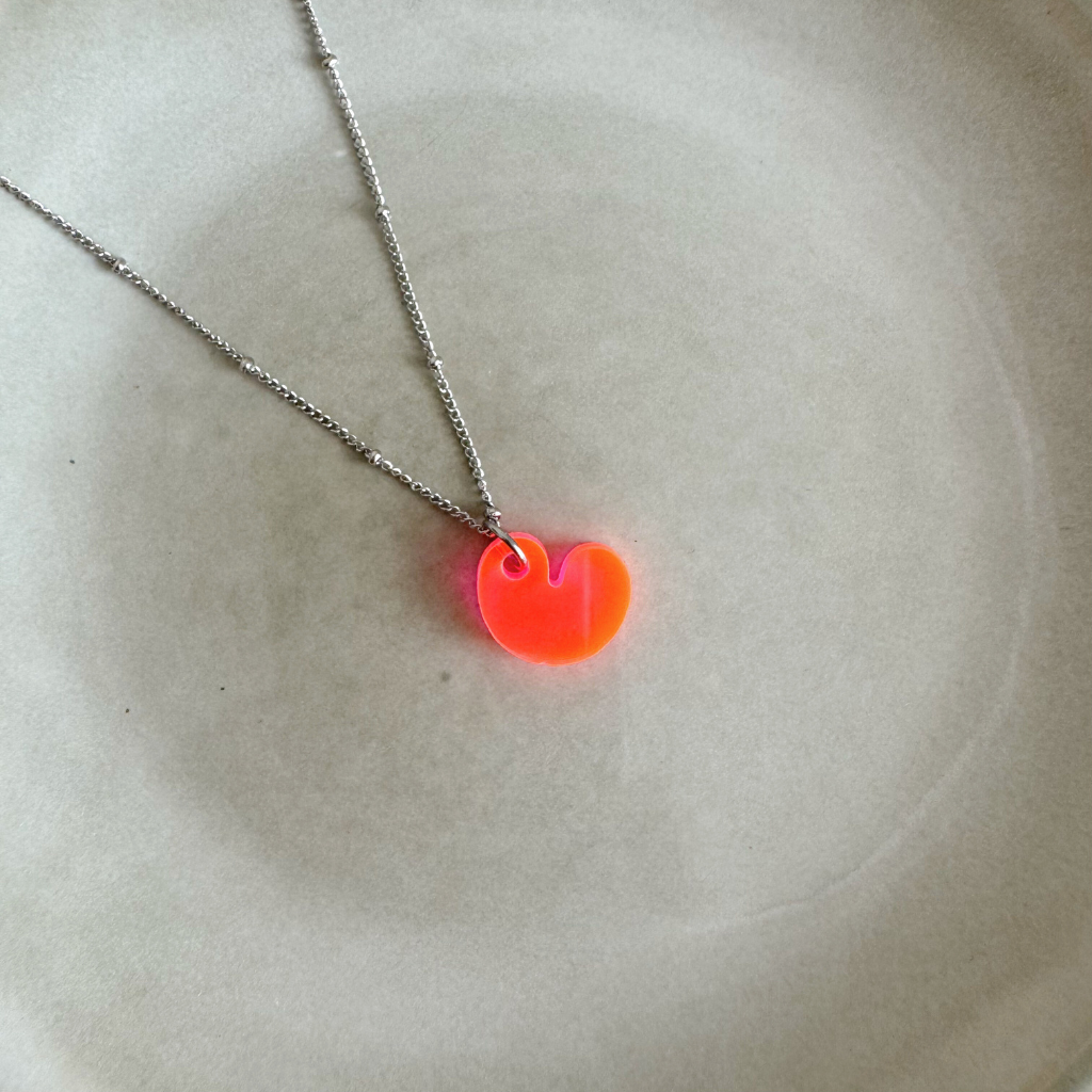 Ketting Lume Charms | Pompeblêdsje Neon Pink Zilver
