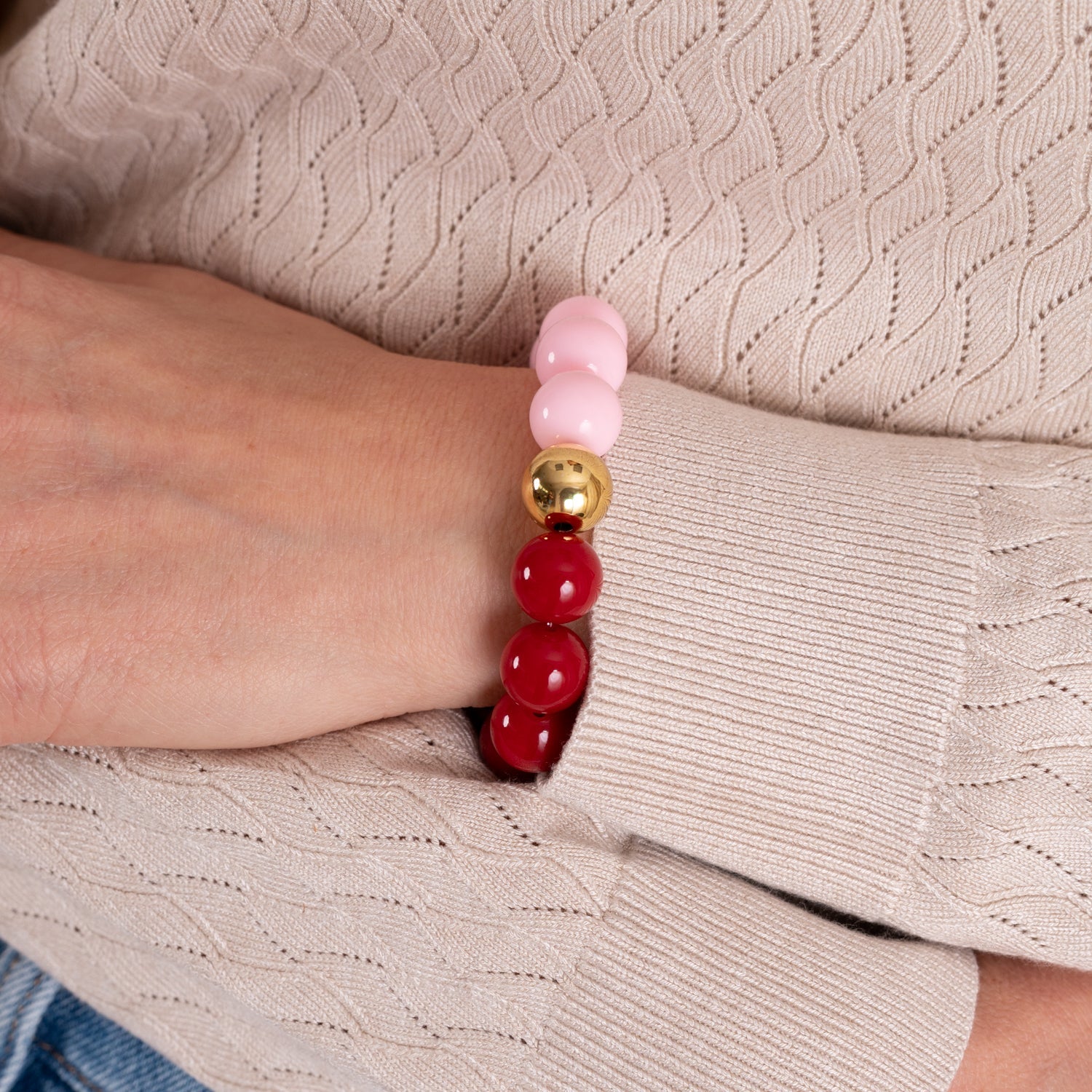 Bold Beads Armband Two Tone | Peony & Cherry