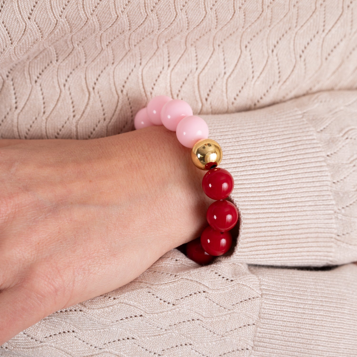 Bold Beads Armband Two Tone | Peony & Cherry