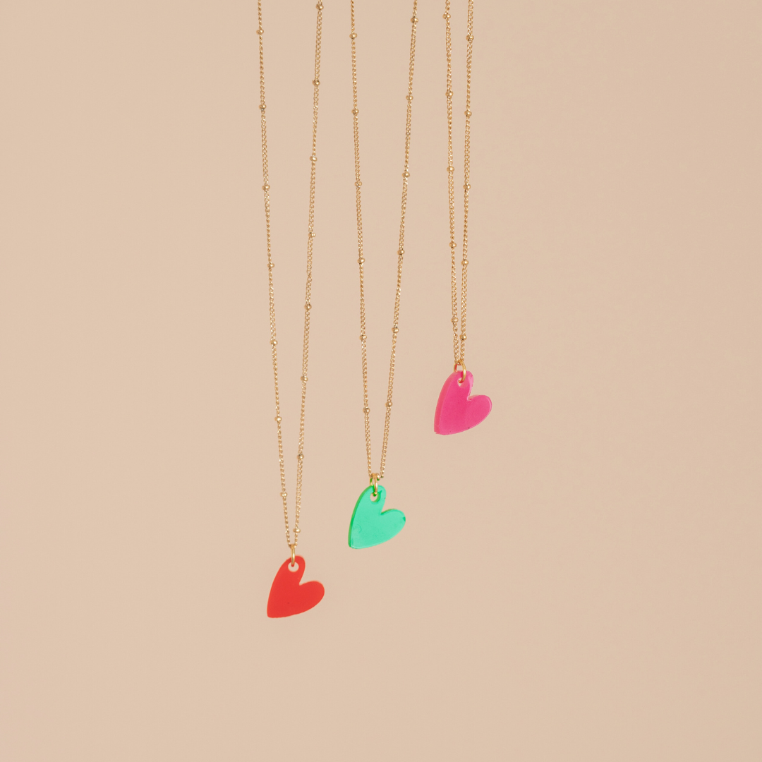 Ketting Lume Charms | Heart Fuchsia Gold