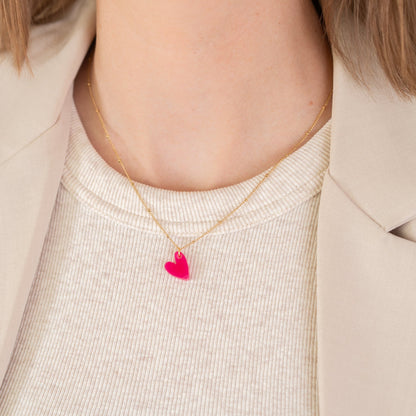 Ketting Lume Charms | Heart Fuchsia Gold