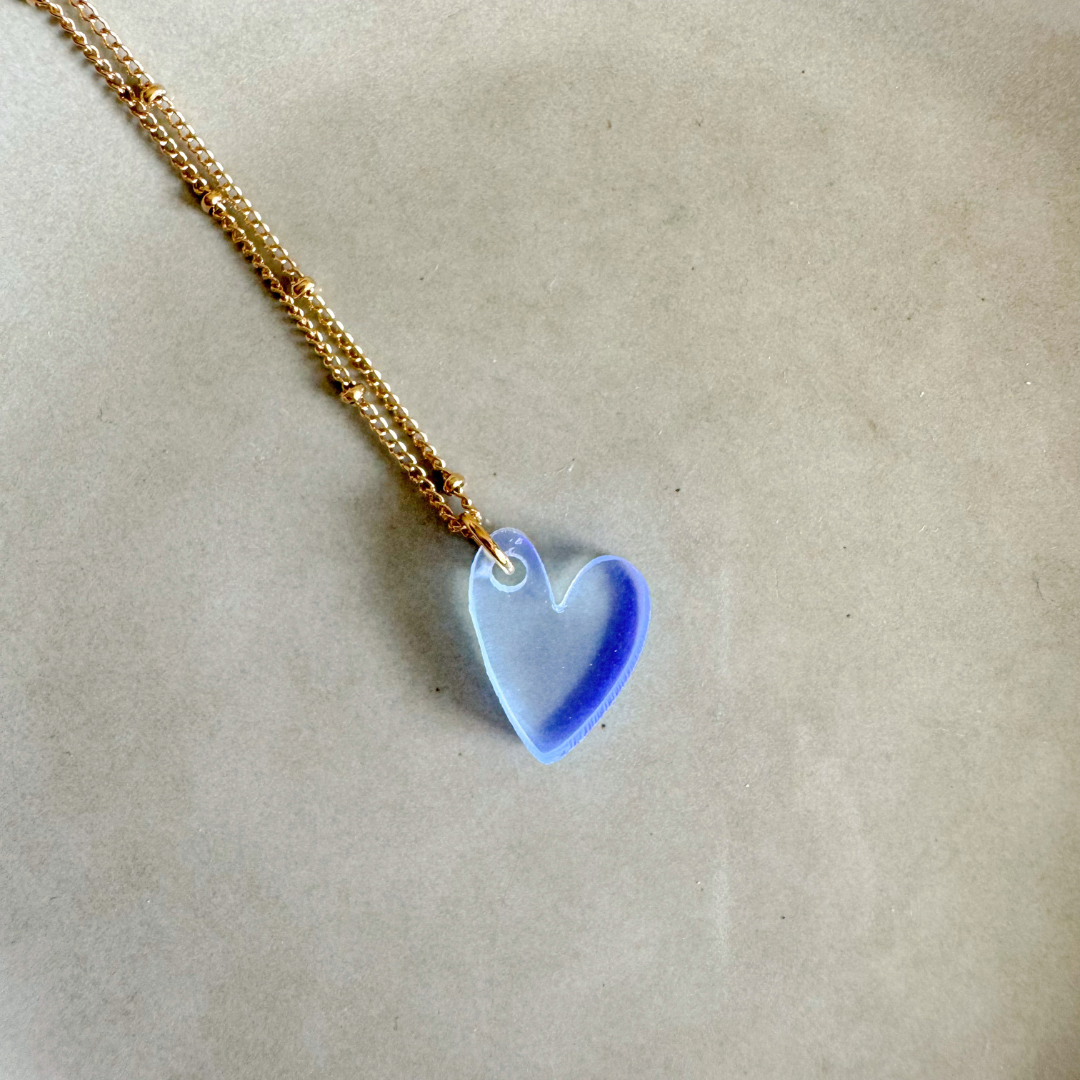 Ketting Lume Charms | Heart Neon Blue Gold