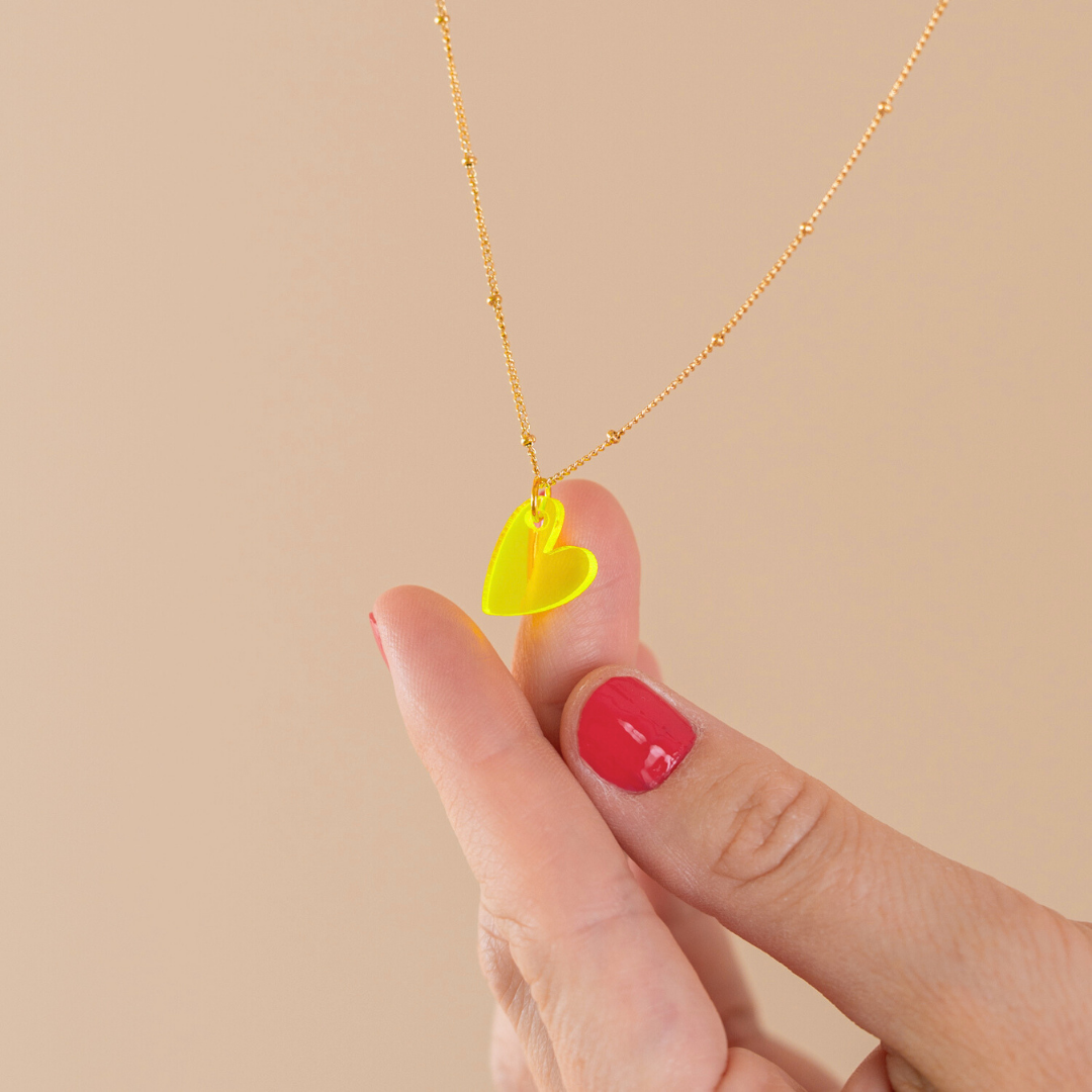 Ketting Lume Charms | Heart Neon Yellow