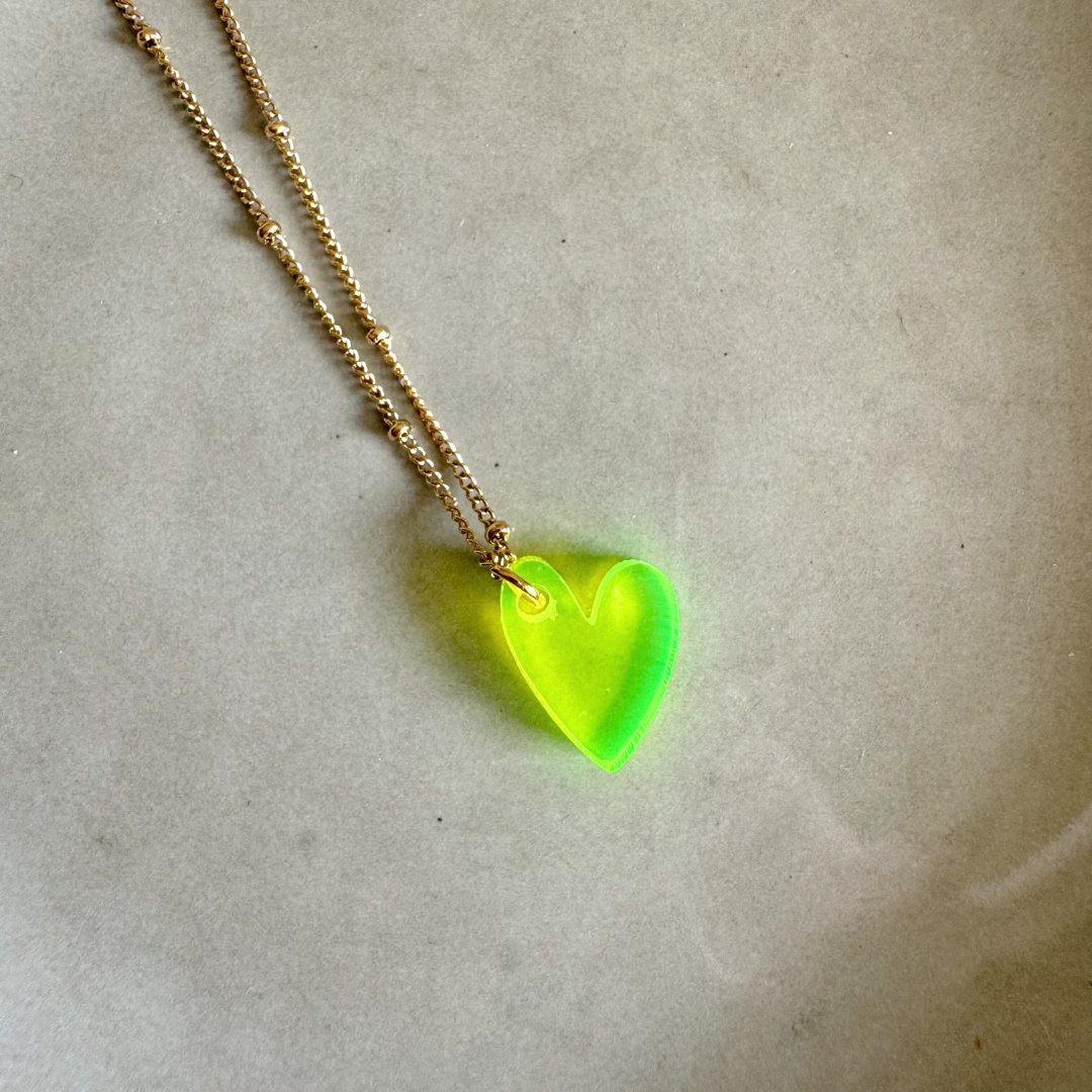 Ketting Lume Charms | Heart Neon Yellow