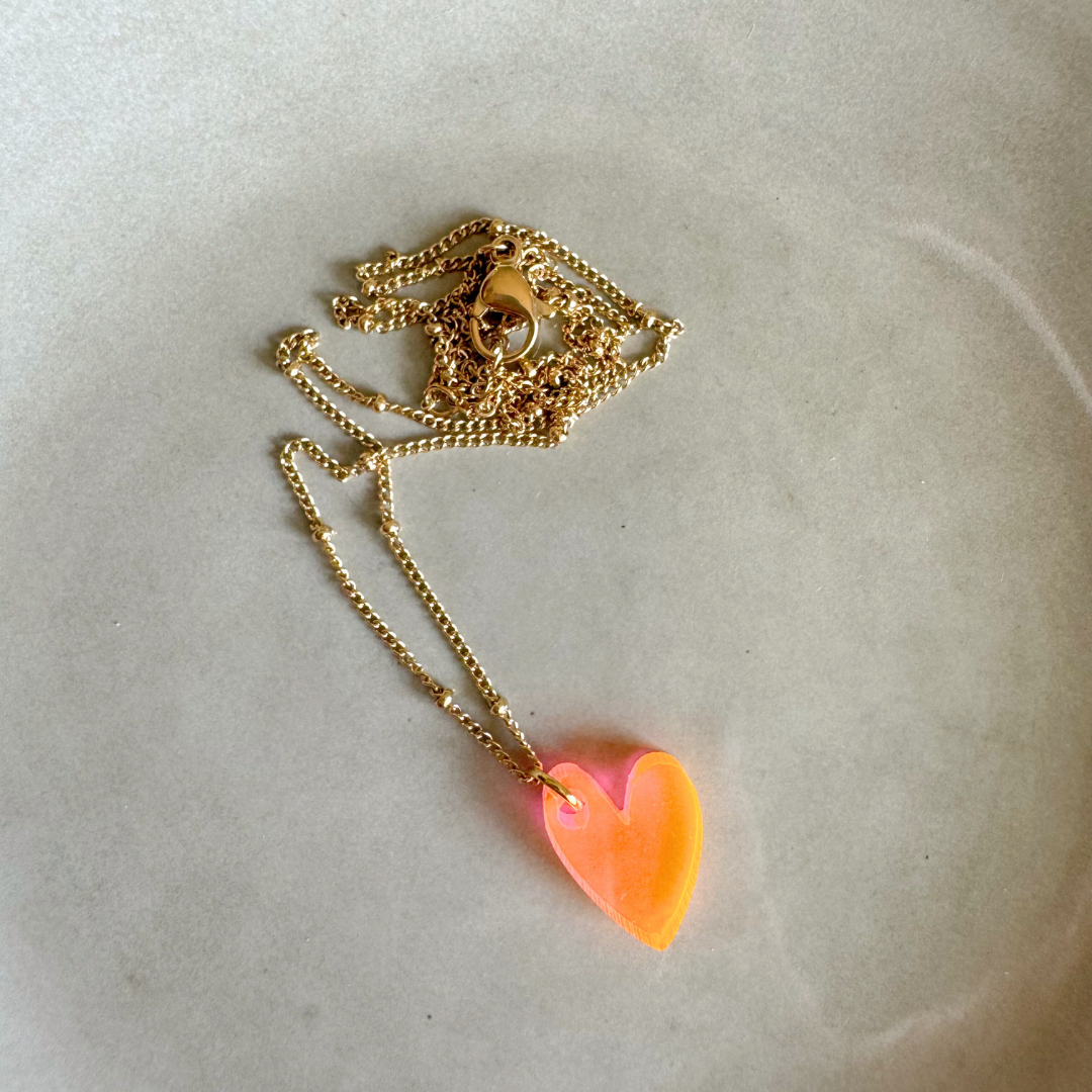 Ketting Lume Charms | Heart Neon Orange