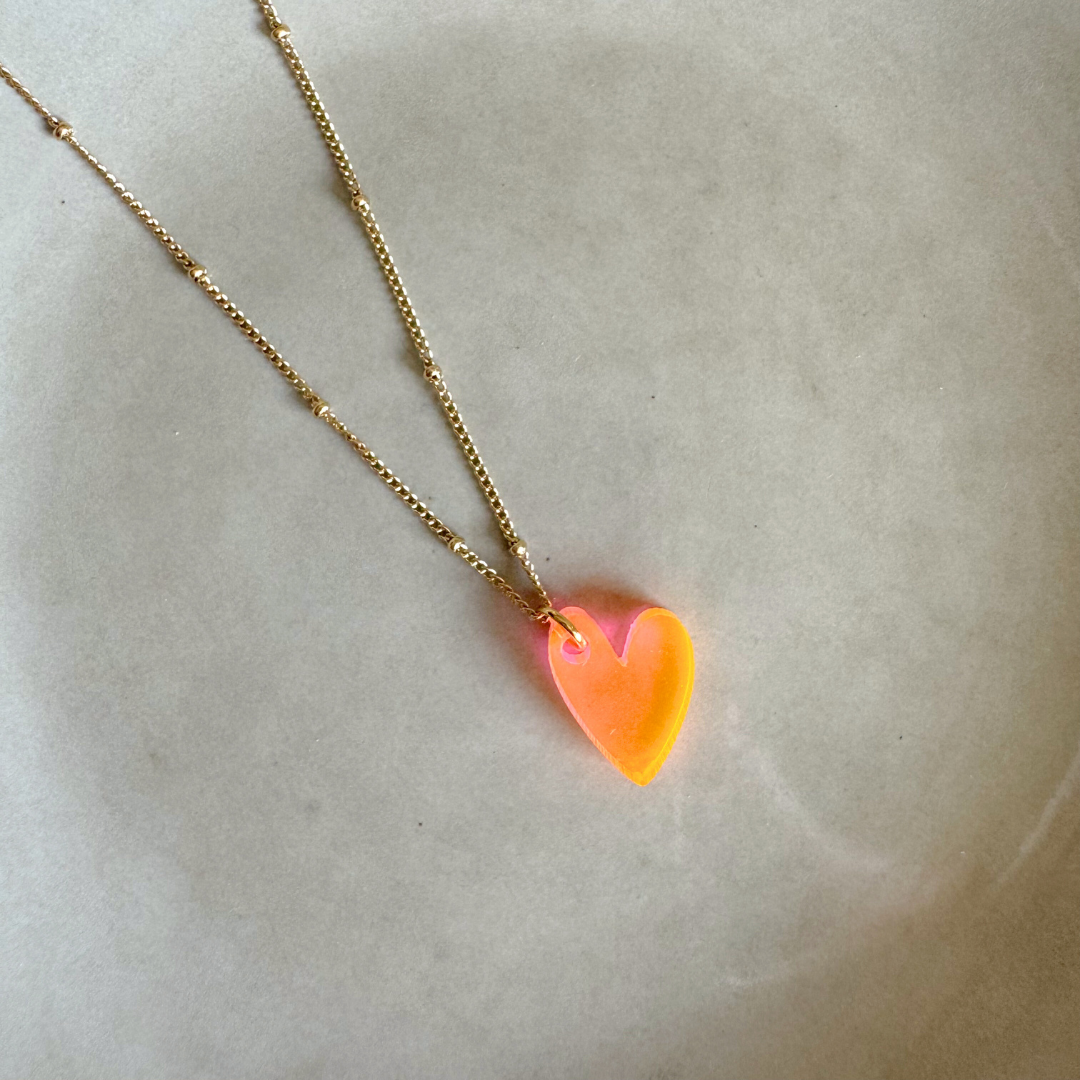 Ketting Lume Charms | Heart Neon Orange
