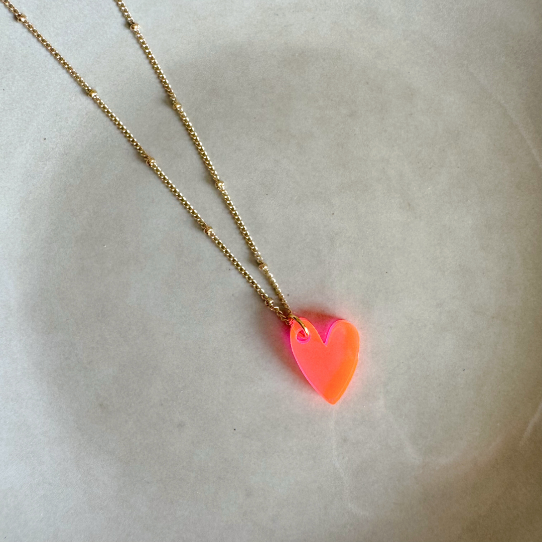 Ketting Lume Charms | Heart Neon Pink