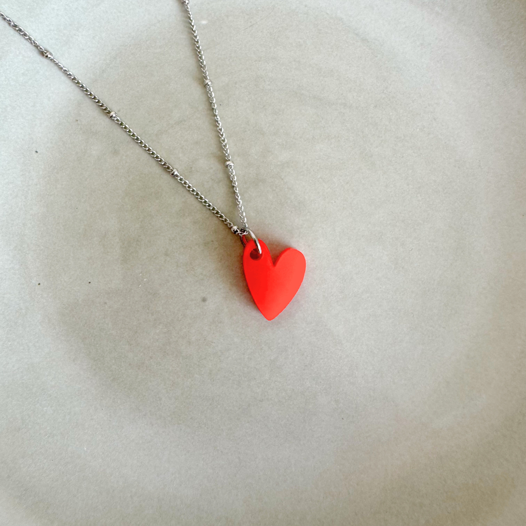 Ketting Lume Charms | Heart Red Silver
