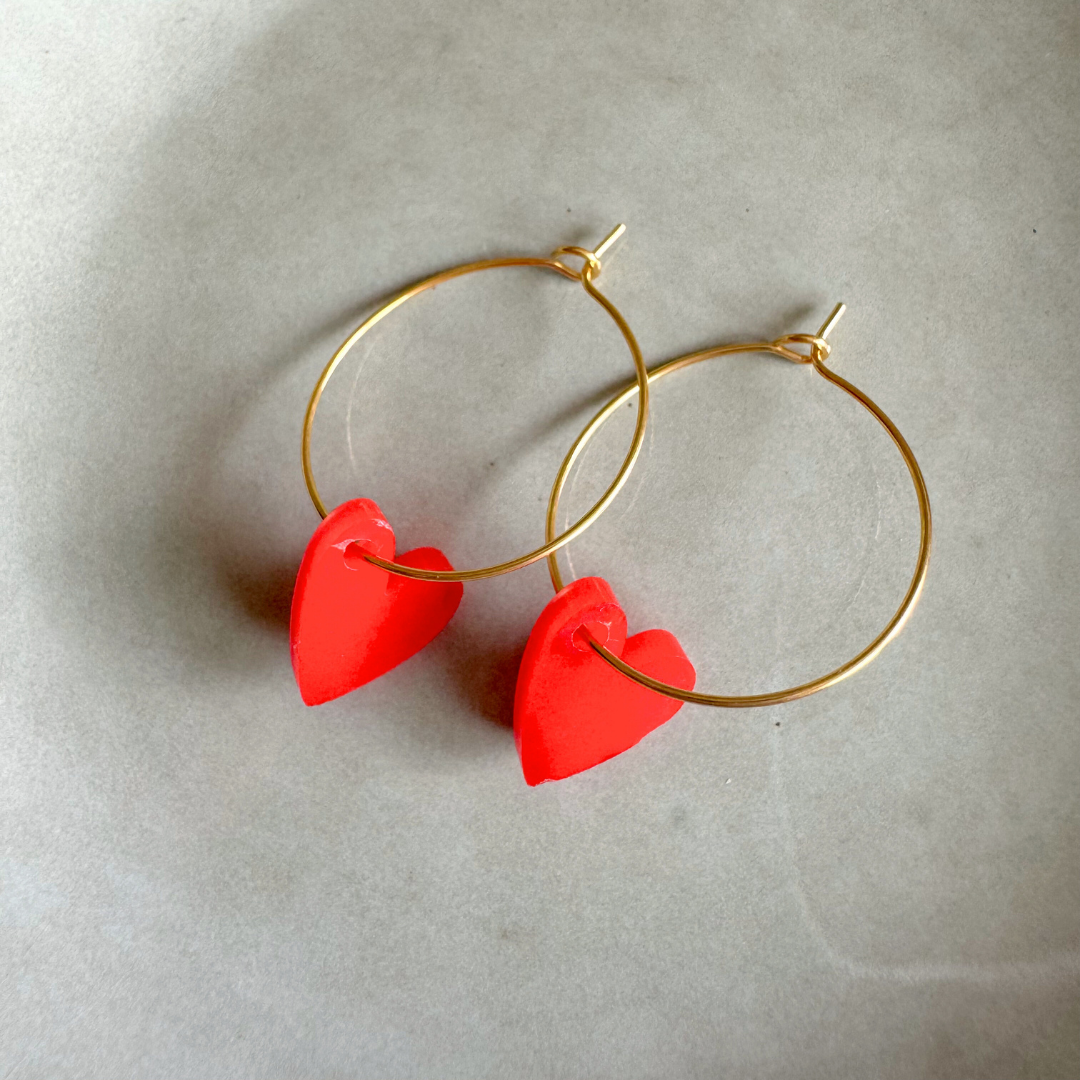 Oorbellen Hoops Lume Charms | Heart Red