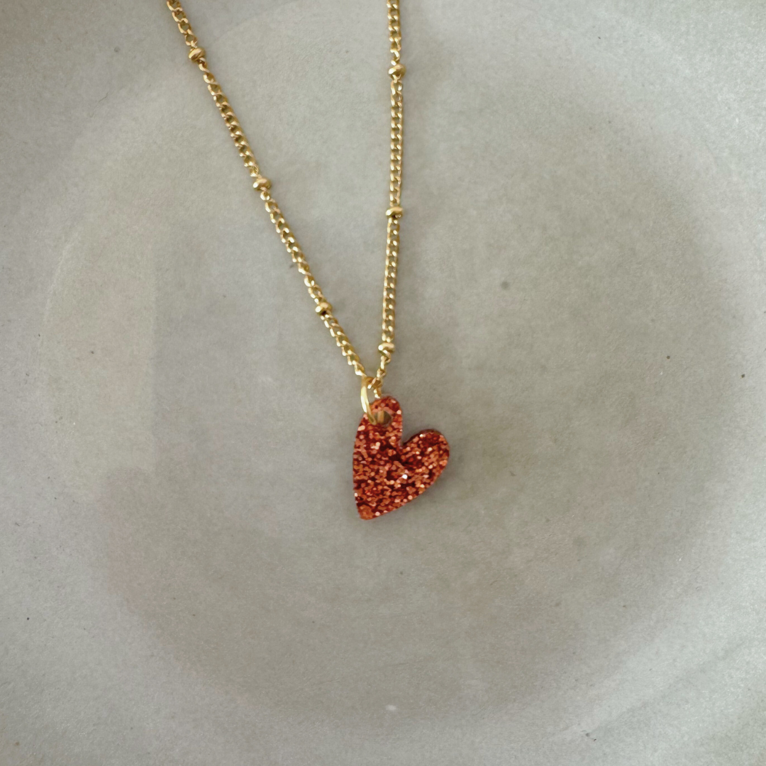 Ketting Lume Charms Glitter | Heart - Copper