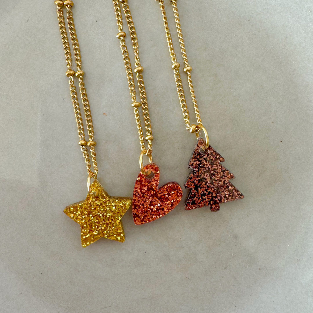 Ketting Lume Charms Glitter | Heart - Copper