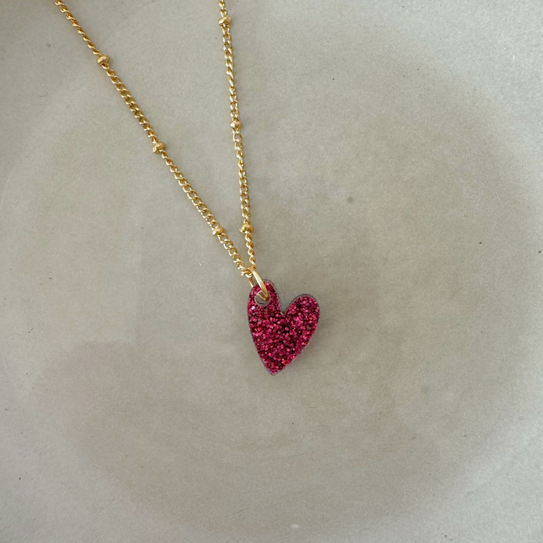 Ketting Lume Charms Glitter | Heart - Wine