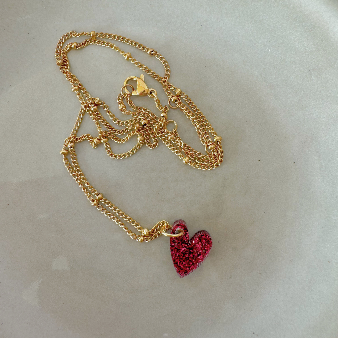 Ketting Lume Charms Glitter | Heart - Wine
