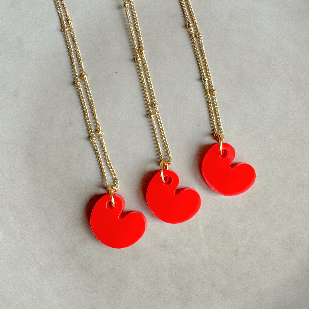 Ketting Lume Charms | Pompeblêdsje Rood Goud
