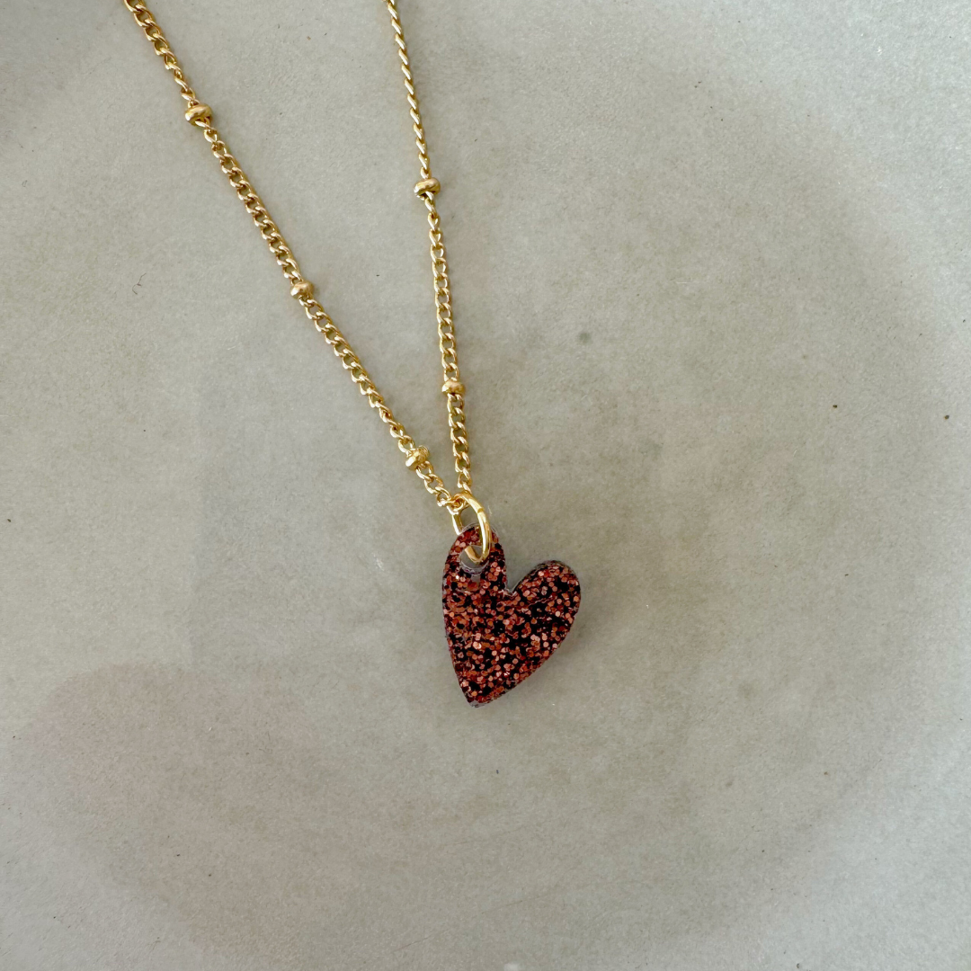 Ketting Lume Charms Glitter | Heart - Chocolate