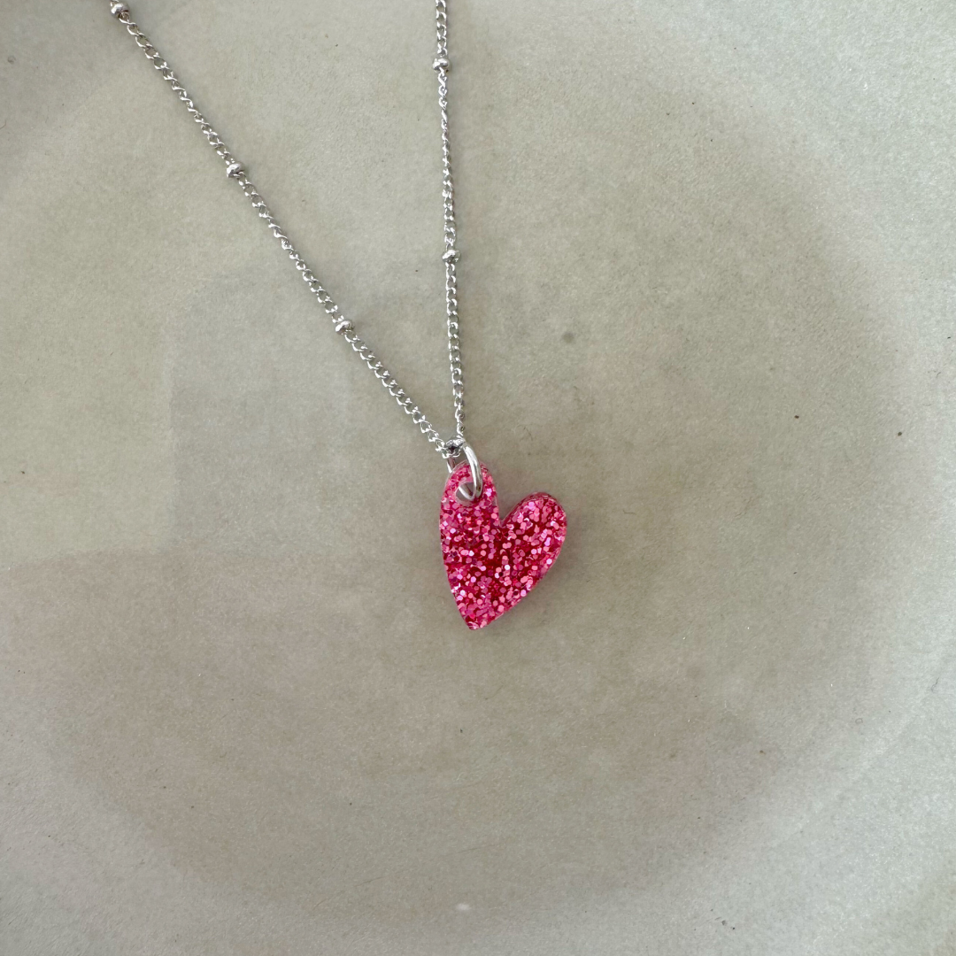 Ketting Lume Charms Glitter | Heart - Magenta