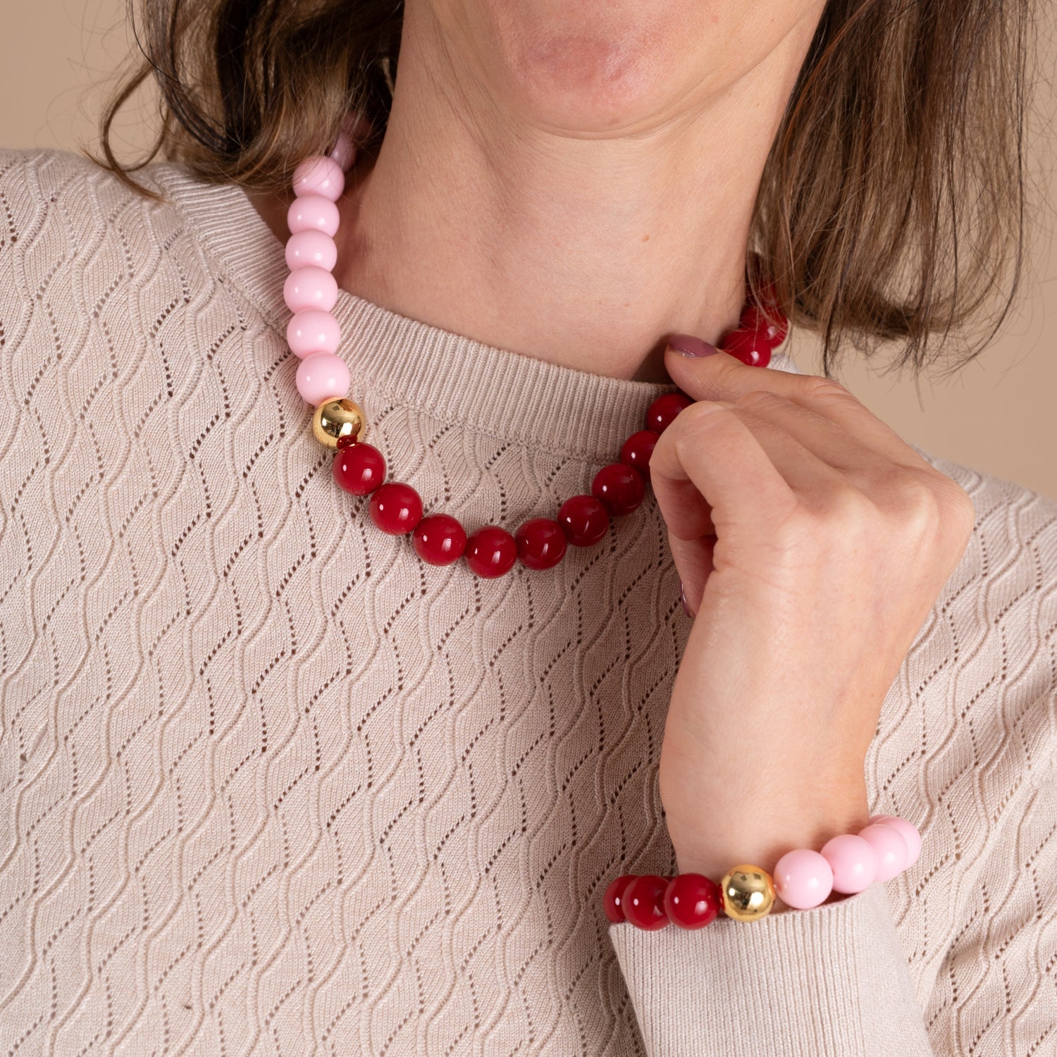 Bold Beads Ketting Two Tone | Peony &amp; Cherry