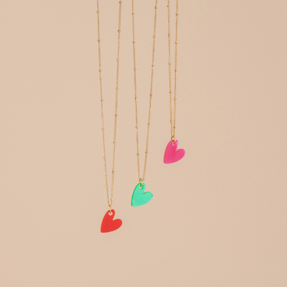 Ketting Lume Charms | Heart Fuchsia Gold