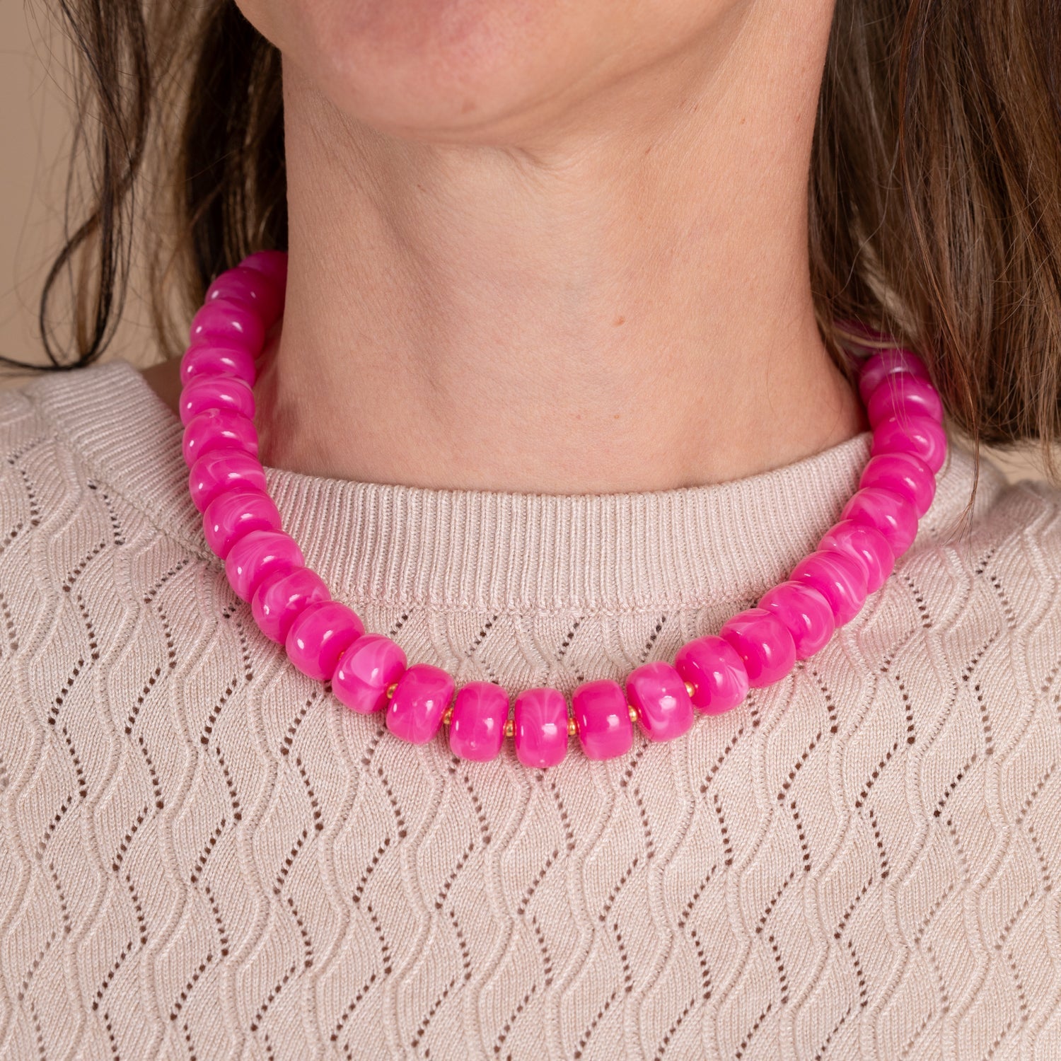 Bold Chunks Ketting | Fuchsia